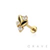 MULTI CZ LEAF TOP THREADLESS (PUSH IN) 316L SURGICAL STEEL LABRET SET